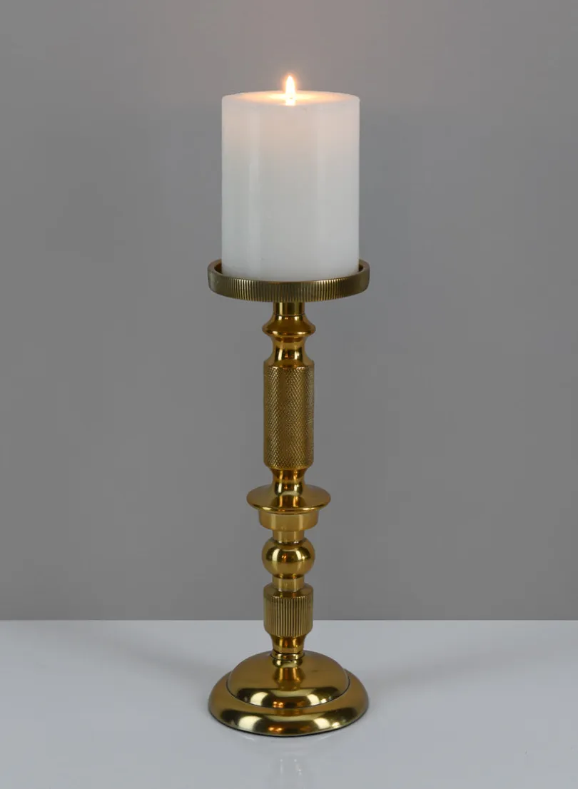 10in Tall Zahra Gold Aluminum Pillar Holder
