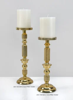 10in Tall Zahra Gold Aluminum Pillar Holder