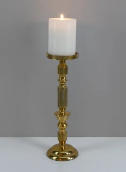 12in Tall Zahra Gold Aluminum Pillar Holder