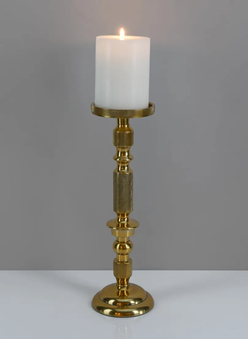 12in Tall Zahra Gold Aluminum Pillar Holder