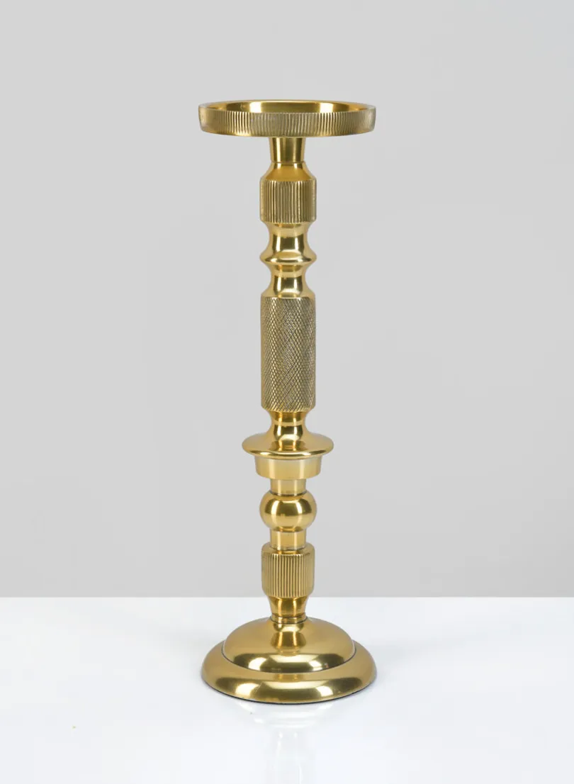 12in Tall Zahra Gold Aluminum Pillar Holder
