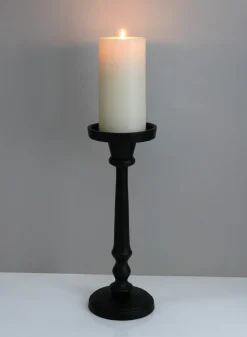12in Targaryen Black Metal Pillar Holder