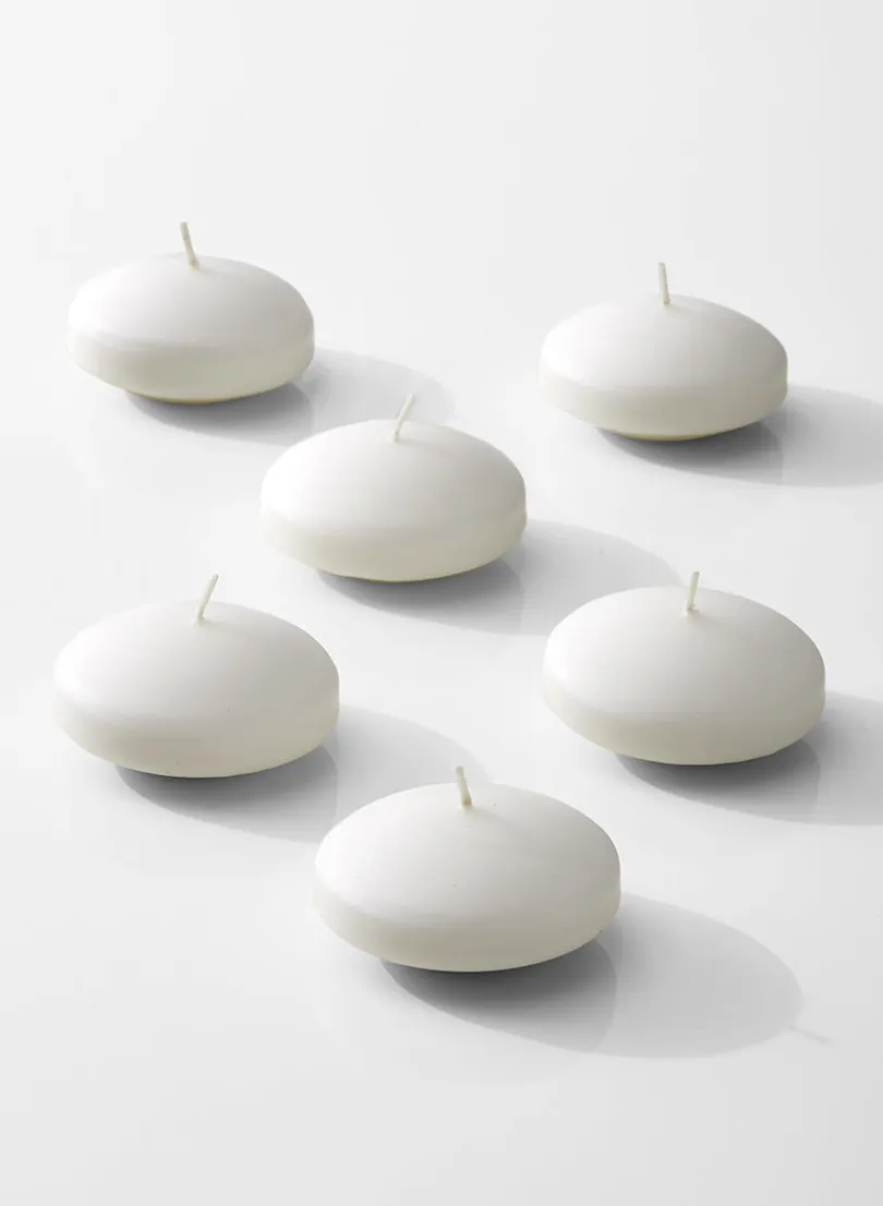 2.75in White Floating Candle, Set of 6