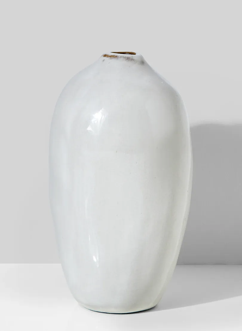 5 1/2in White Glazed Potter's Bud Vase