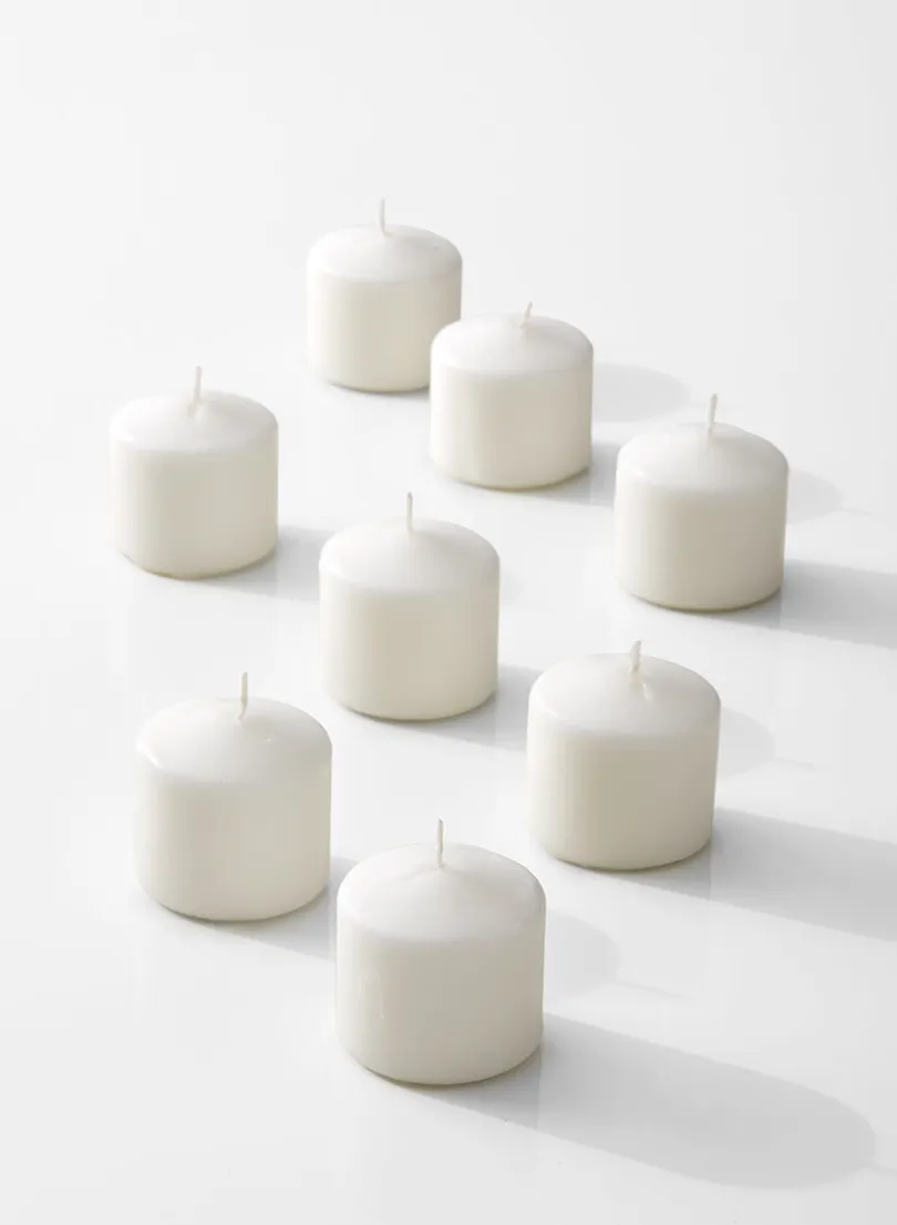 2in White Pillar Candle, Set of 8