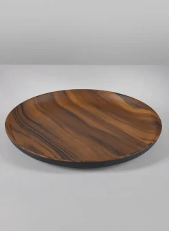 12in Wide Akai Dark Walnut Look Ceramic Decorative Plate