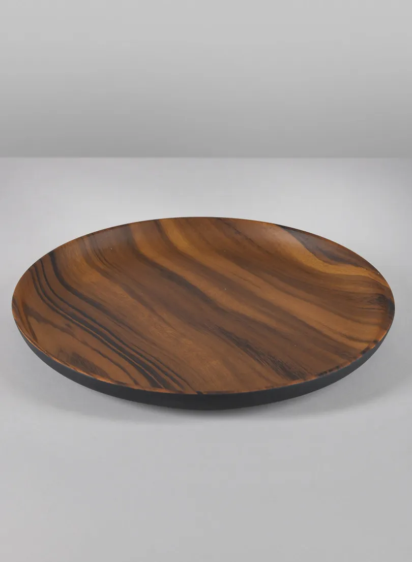 12in Wide Akai Dark Walnut Look Ceramic Decorative Plate