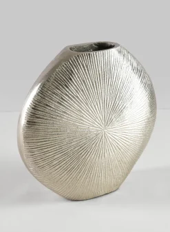 6.5in Wide Aluminum Soleil Silver Tone Vase