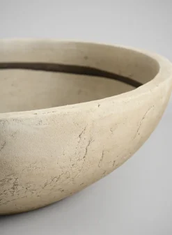 12in Wide Amadora Sand Tone Centerpiece Stoneware Bowl