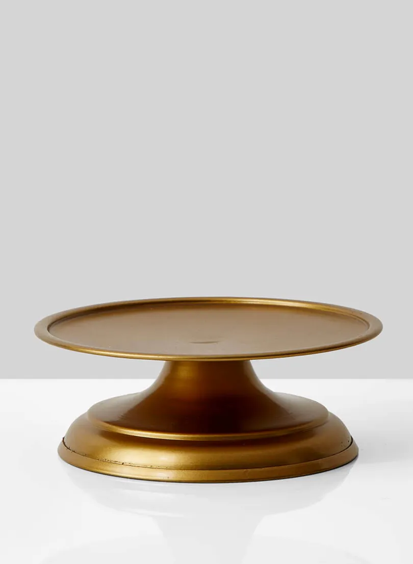 5.5in Wide Antique Brass Gold Pillar Candle Holder