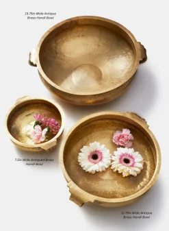 12.75in Wide Antique Brass Handi Bowl