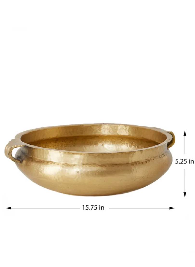 15.75in Wide Antique Brass Handi Bowl