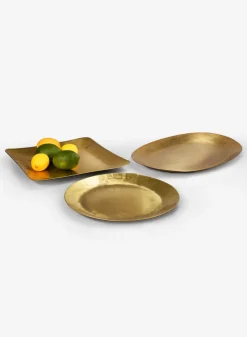 12.5in Wide Antique Square Raw Brass Tray