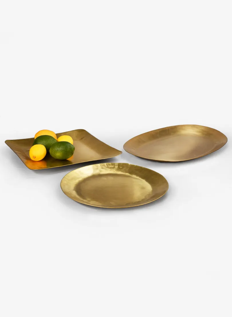 12.5in Wide Antique Square Raw Brass Tray