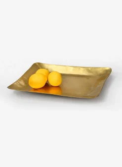 12.5in Wide Antique Square Raw Brass Tray
