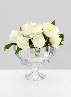 9in Wide Arctic Ice Glass Compote