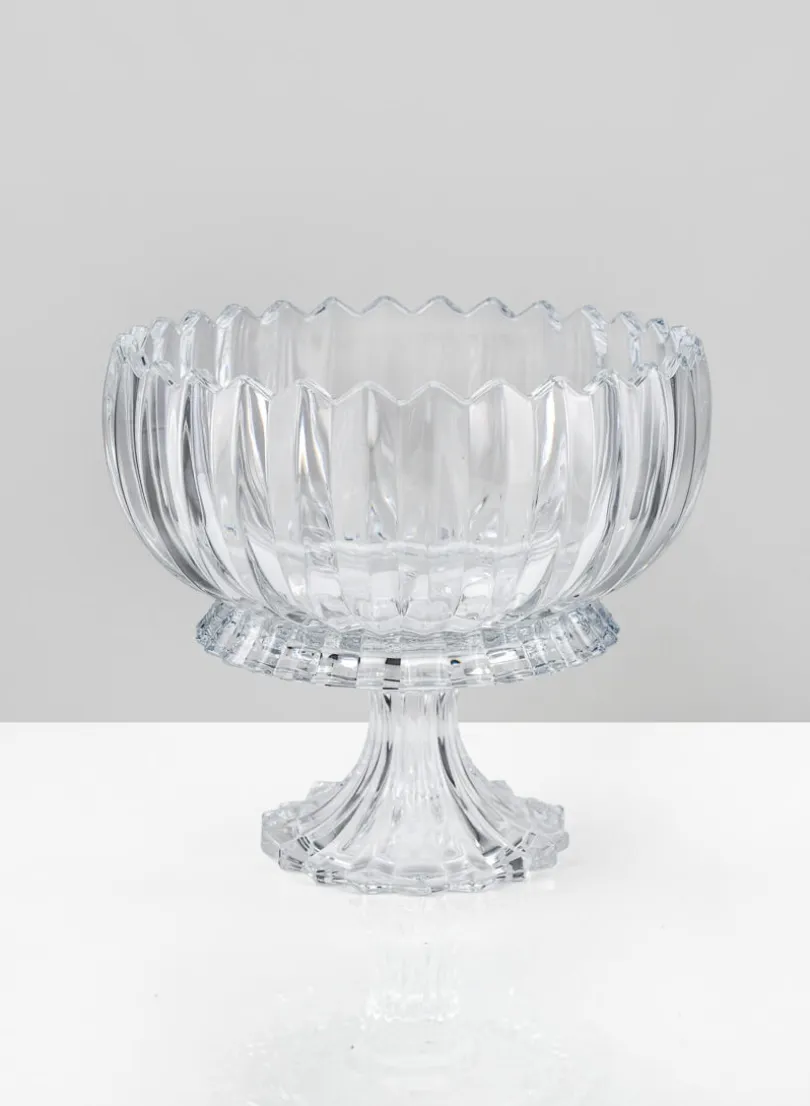 9in Wide Arctic Ice Glass Compote