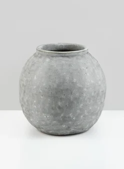 8.5in Wide Arita Aged Cement Boule Vase