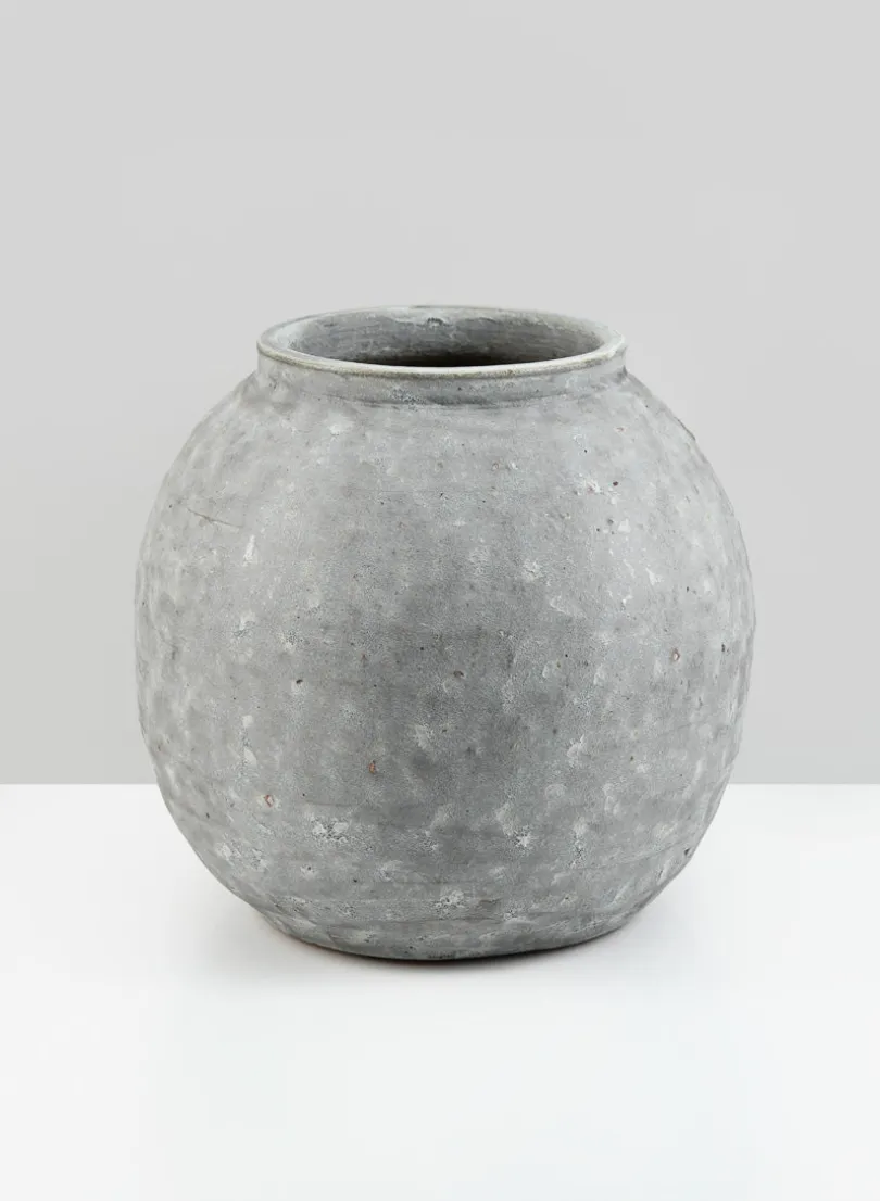 8.5in Wide Arita Aged Cement Boule Vase
