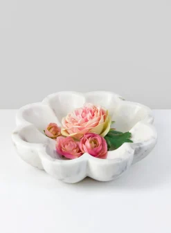 8in Wide Ashgabat White Marble Petal Tray