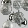 3in Wide Assorted Silver Plastic Ornaments, Set of 12