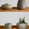 7in Wide Atelier Nature Tan Short Ceramic Vase