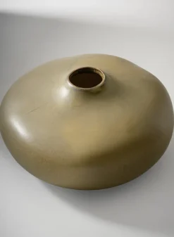 7in Wide Atelier Nature Tan Short Ceramic Vase