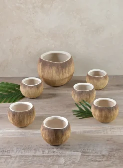 3in Wide Bali Coconut Mini Ceramic Vase, Set of 6