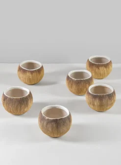 3in Wide Bali Coconut Mini Ceramic Vase, Set of 6