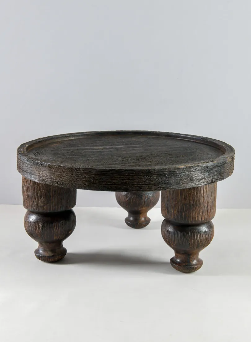 14in Wide Banjara Reclaimed Look Black Rugged Wood Stand