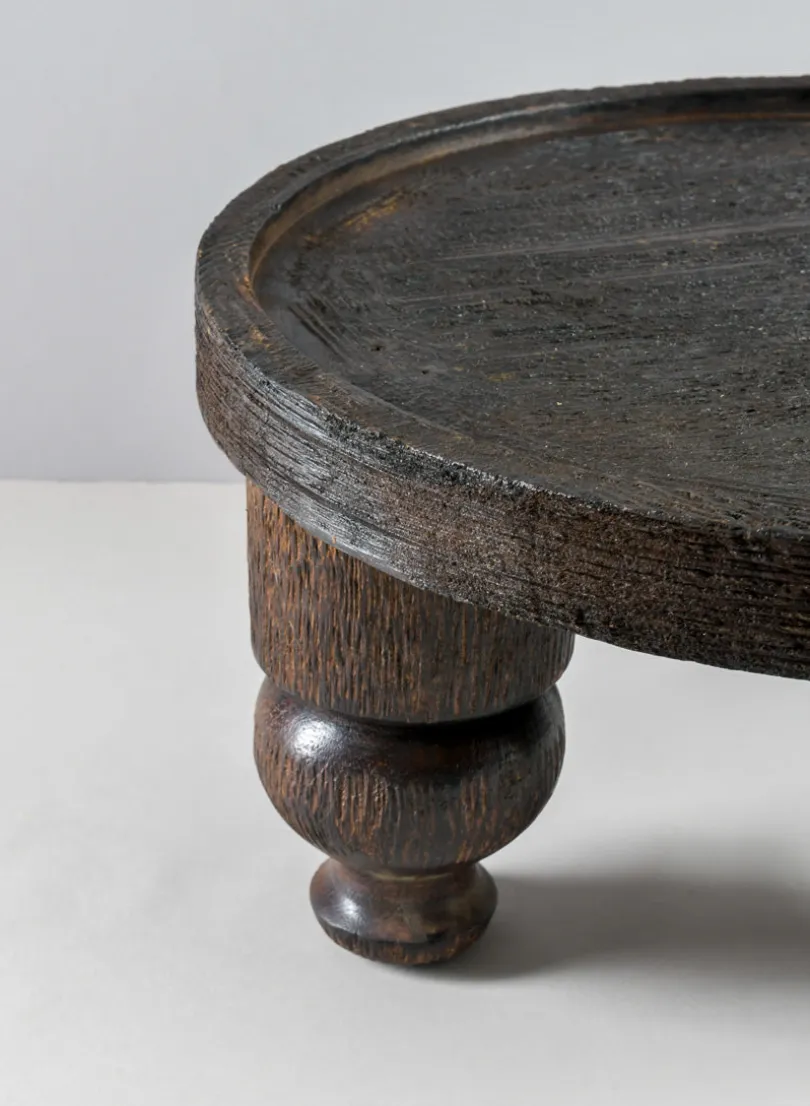14in Wide Banjara Reclaimed Look Black Rugged Wood Stand