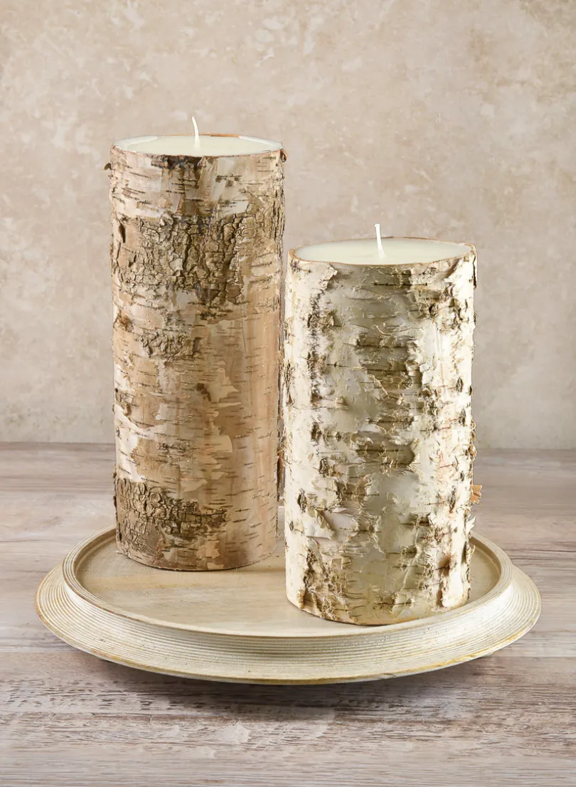 4in Wide Bark Pillar Candle