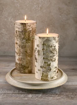 4in Wide Bark Pillar Candle
