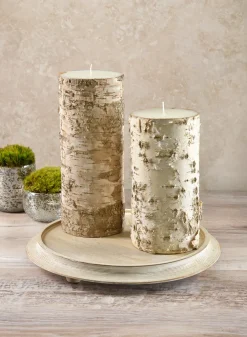 4in Wide Bark Pillar Candle