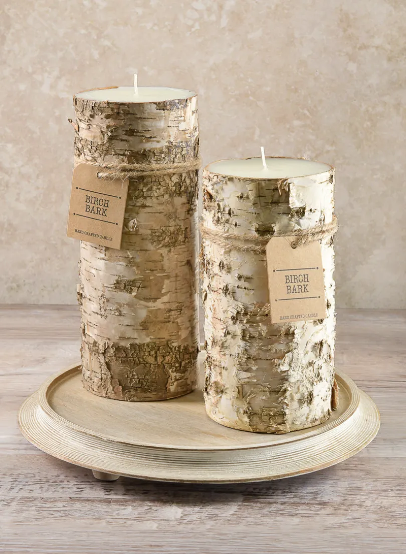 4in Wide Bark Pillar Candle