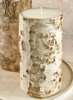 4in Wide Bark Pillar Candle