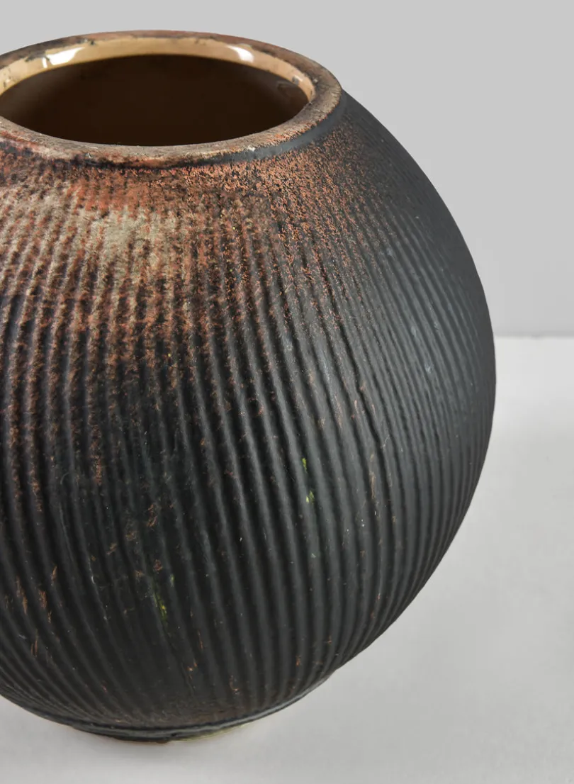 6.5in Wide Bashira Ethnic Aged Clay Fishbowl