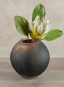 6.5in Wide Bashira Ethnic Aged Clay Fishbowl