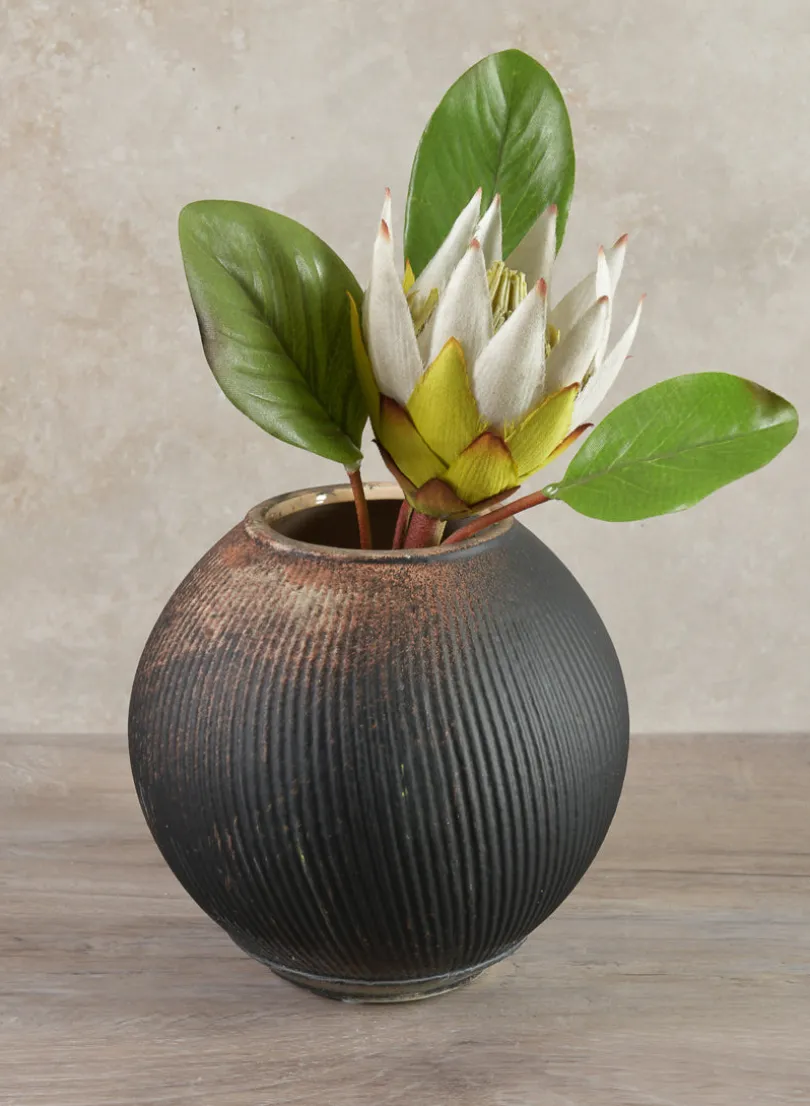 6.5in Wide Bashira Ethnic Aged Clay Fishbowl