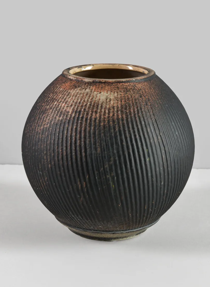 6.5in Wide Bashira Ethnic Aged Clay Fishbowl