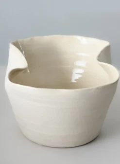 8.5in Wide Beige Sandstone Hasu Centerpiece Bowl