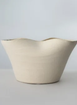8.5in Wide Beige Sandstone Hasu Centerpiece Bowl
