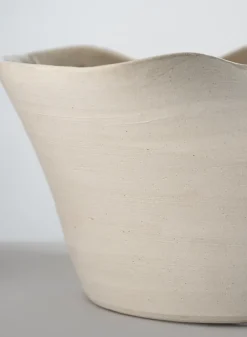 8.5in Wide Beige Sandstone Hasu Centerpiece Bowl