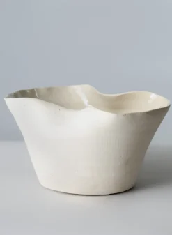 8.5in Wide Beige Sandstone Hasu Centerpiece Bowl