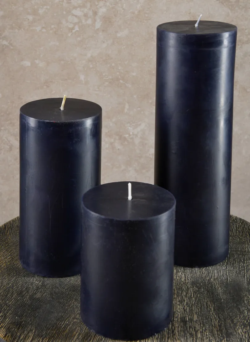 3in Wide Black Pillar Candle