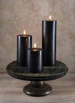 3in Wide Black Pillar Candle