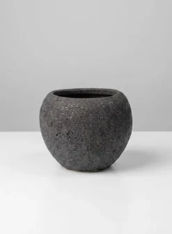 6.25in Wide Boheme Black Lava Ceramic Fishbowl Pot, Case of 6