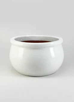13in Wide Bright White Bavarian Pot