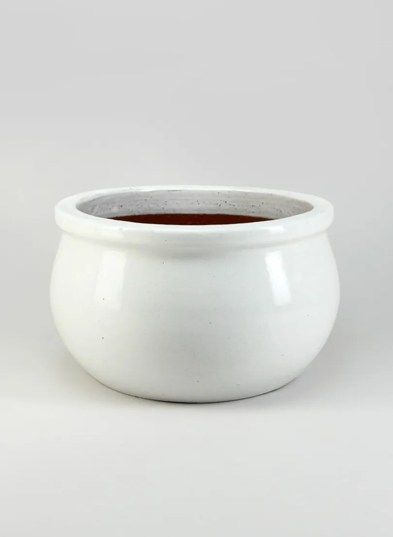 13in Wide Bright White Bavarian Pot