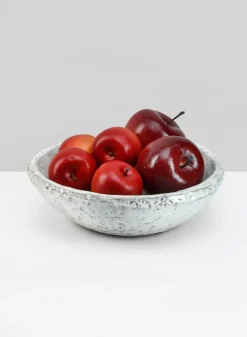 7in Wide Byzantine Aged White Shallow Bowl